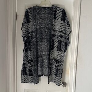 Staccato Black and Gray Open-Front Cardigan